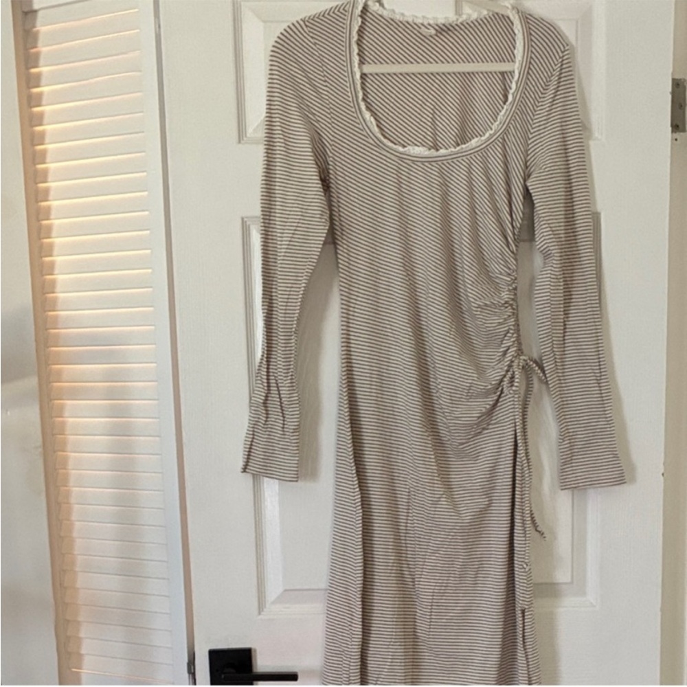 DAILY PRACTICE Anthropologie long sleeved ruched midi dress NWOT